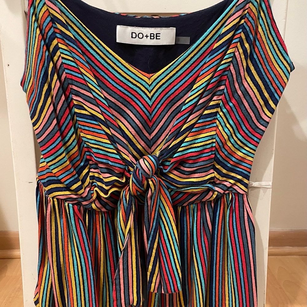 DO+BE Multi colored tank top with front tie detail.